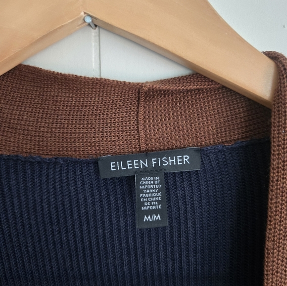 Eileen Fisher Navy Knit Cardigan-Size M - Picture 3 of 5